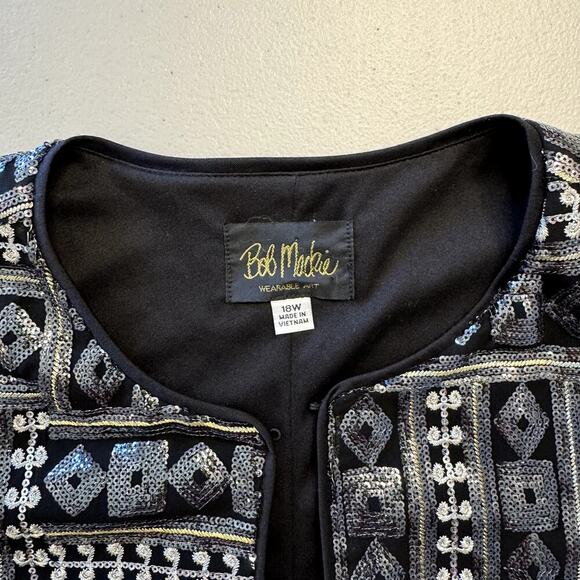 VTG Bob Mackie Wearable Art Black Sequined Jacket Size 18W women's - Picture 2 of 6